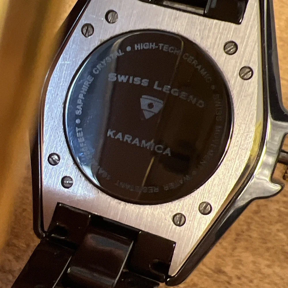 Swiss Legend Karamica Women's Black Gold Tone Watch Ceramic - Needs Battery